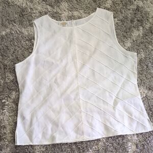 Irish Linen 20 Sleeveless Tank Top Talbots Gorgeous Simple Elegant White Pintuck